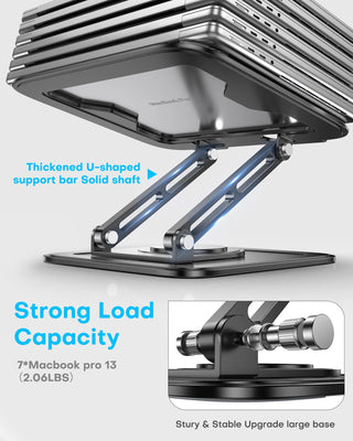 Adjustable Laptop Stand, Computer Stand with 360 Rotating Base, Ergonomic Laptop Riser Mount for Desk Foldable Protable Computer Desk Fits with MacBook Pro Air (10-16