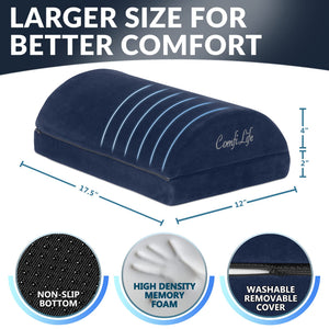Foot Rest for Under Desk at Work – Adjustable Height Memory Foam Foot Stool for Under Desk, Office Chair & Gaming Chair – Ergonomic Footrest for Back & Hip Pain Relief (Navy)