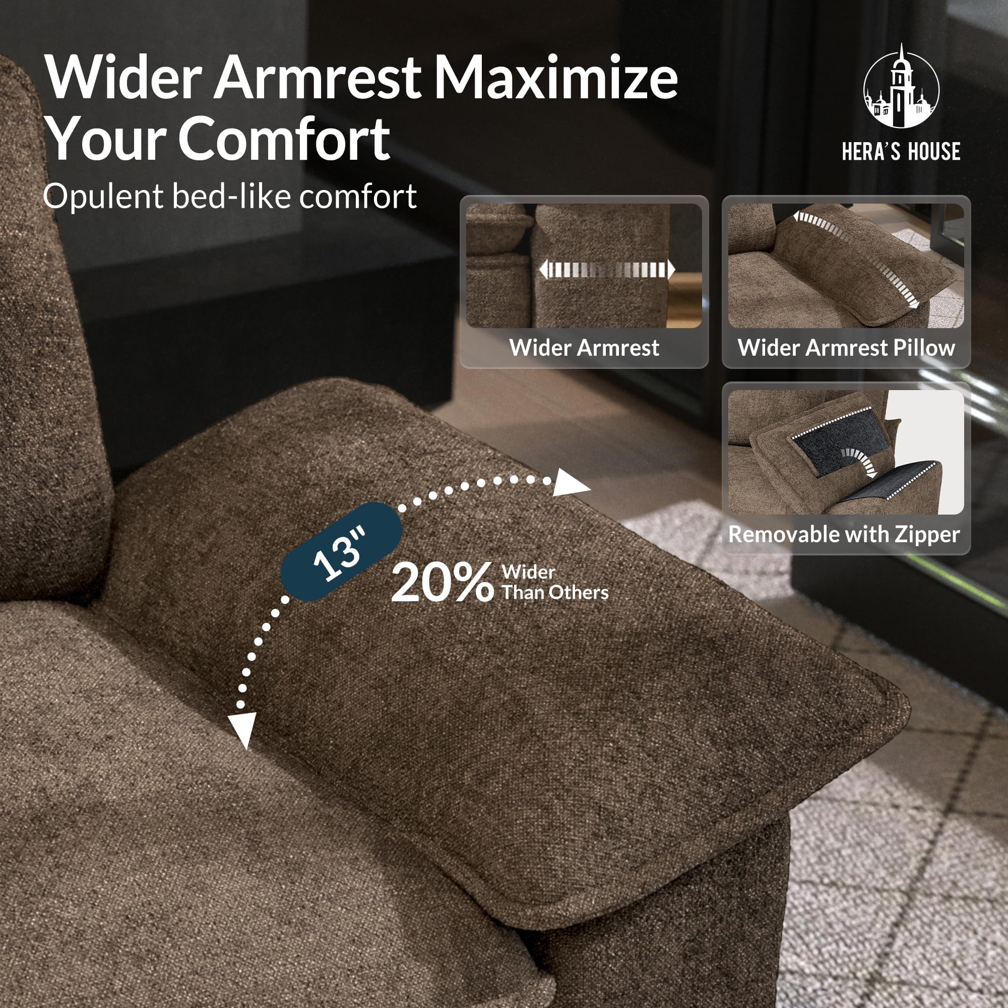 2 Pieces Modular Sectional Sofa Sets, Oversized Couch Set with Loveseat and Armchair, Comfy Cloud Couches with Throw Pillows, 3-Seater Deep Seat Sofa for Living Room, Chenille Taupe