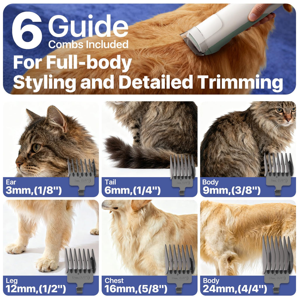 Dog Grooming Kit with Vacuum, 15000Pa Pet Hair Clipper and Shedding Brush, 50dB Low Noise, 2L Capacity, White