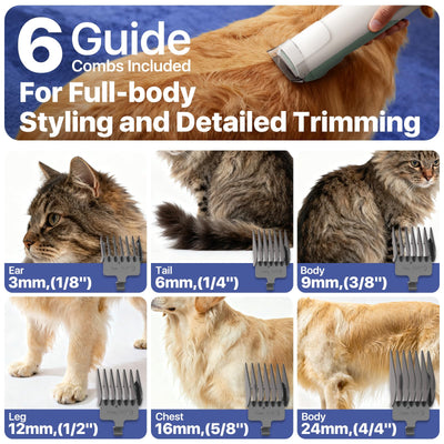 Dog Grooming Kit with Vacuum, 15000Pa Pet Hair Clipper and Shedding Brush, 50dB Low Noise, 2L Capacity, White