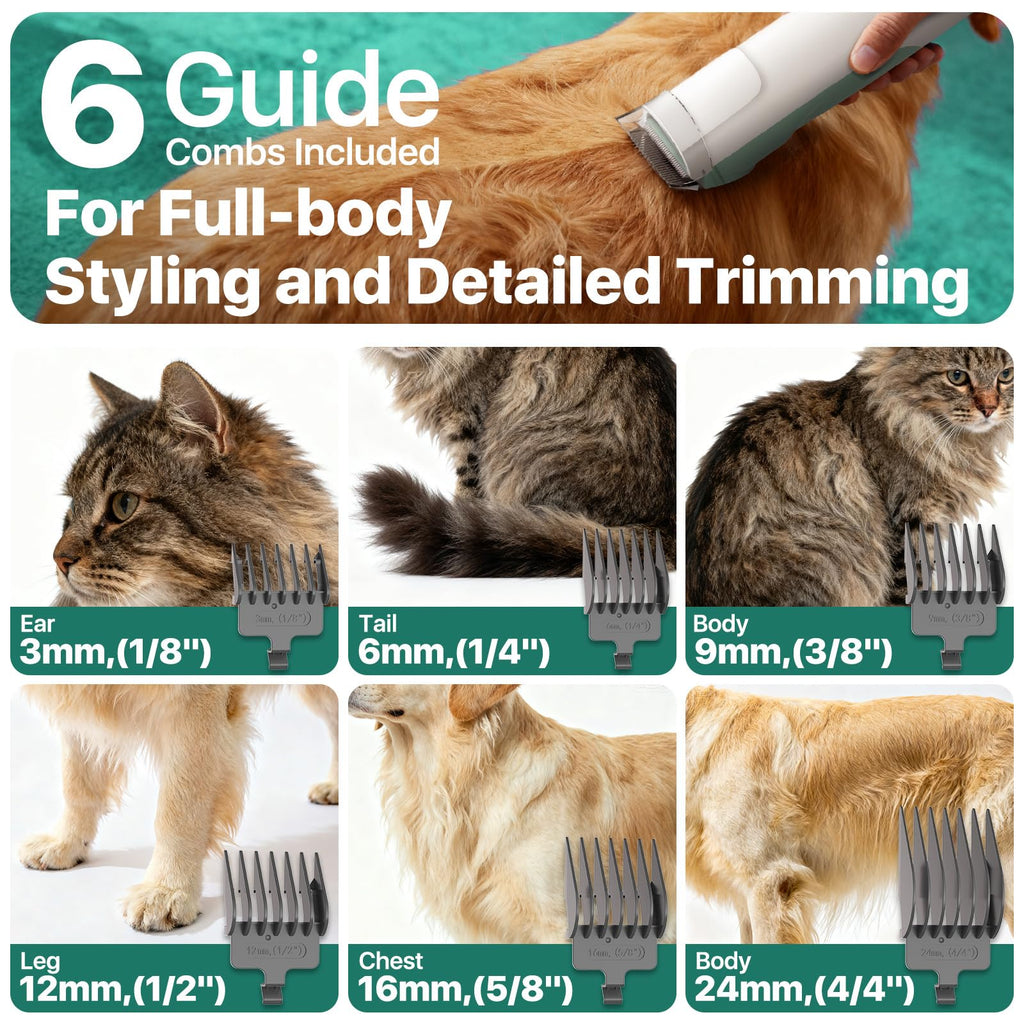 Dog Grooming Kit with Vacuum, 15000Pa Pet Hair Clipper and Shedding Brush, 50dB Low Noise, 2L Capacity, White