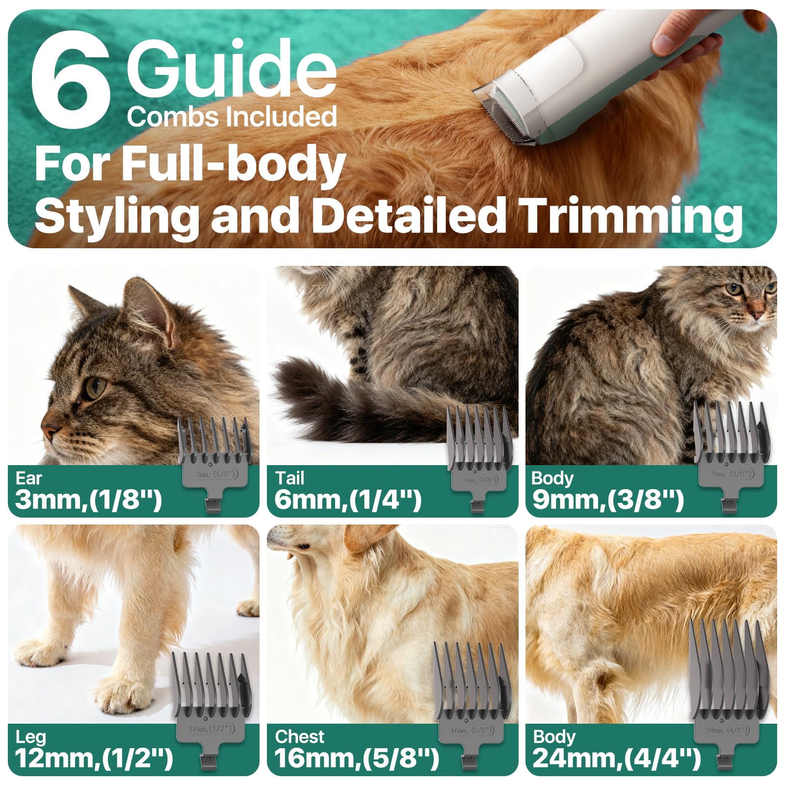 Dog Grooming Kit with Vacuum, 15000Pa Pet Hair Clipper and Shedding Brush, 50dB Low Noise, 2L Capacity, White