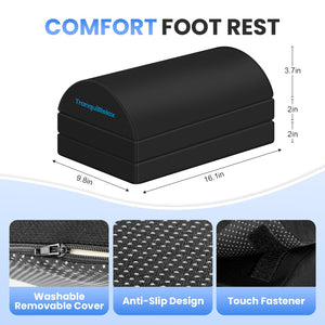 Foot Rest for Under Desk at Work, Gaming Accessories Foot Stool with 3 Adjustable Heights & Washable Cover, Comfortable Office Desk Accessories, Footrest for Office, Home and Car (Black)