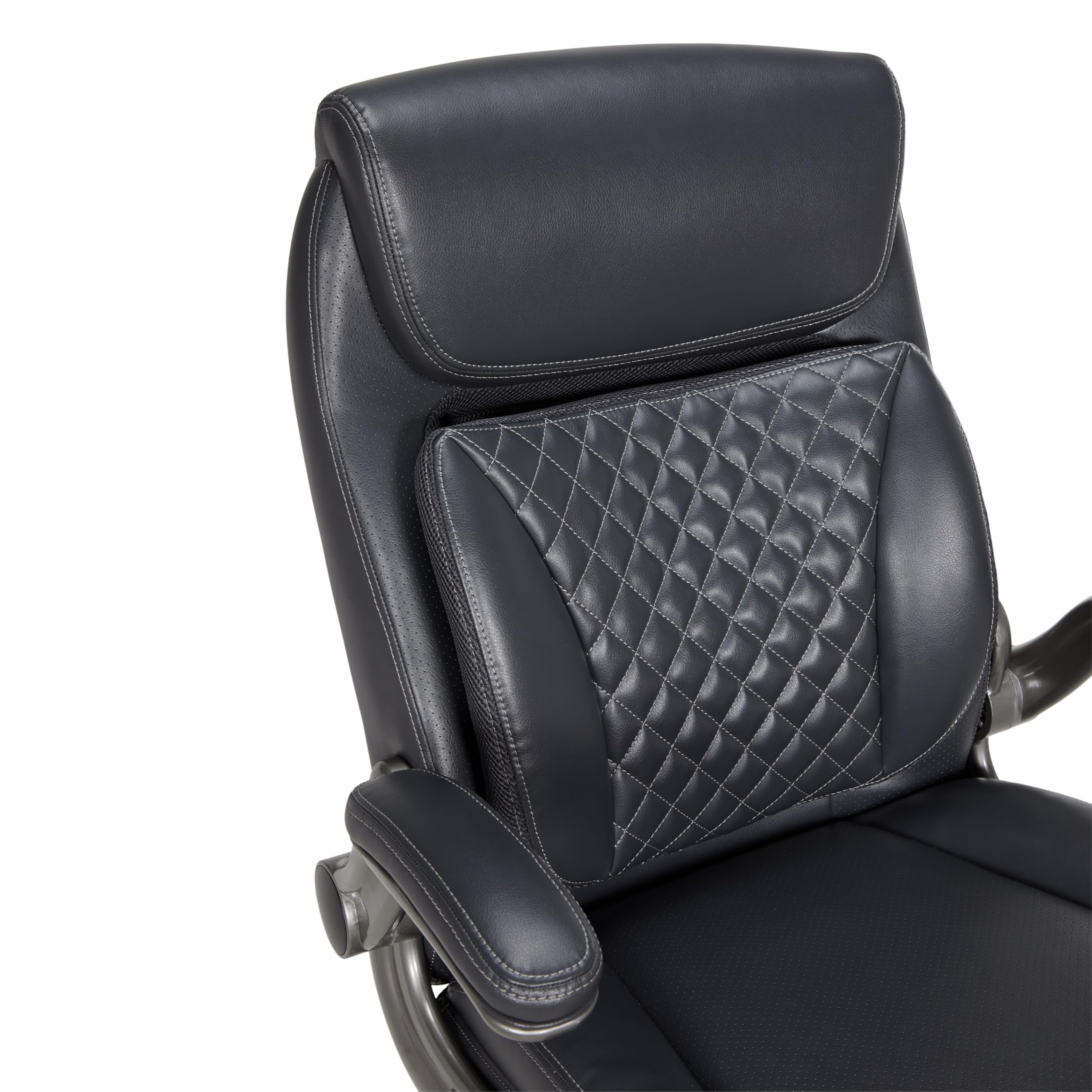 Ergonomic Executive Office Chair with Adjustable Lumbar Support, Flip-up Arms, Height Adjustable, 360° Rolling Swivel, Computer Desk Chair, Grey Leather