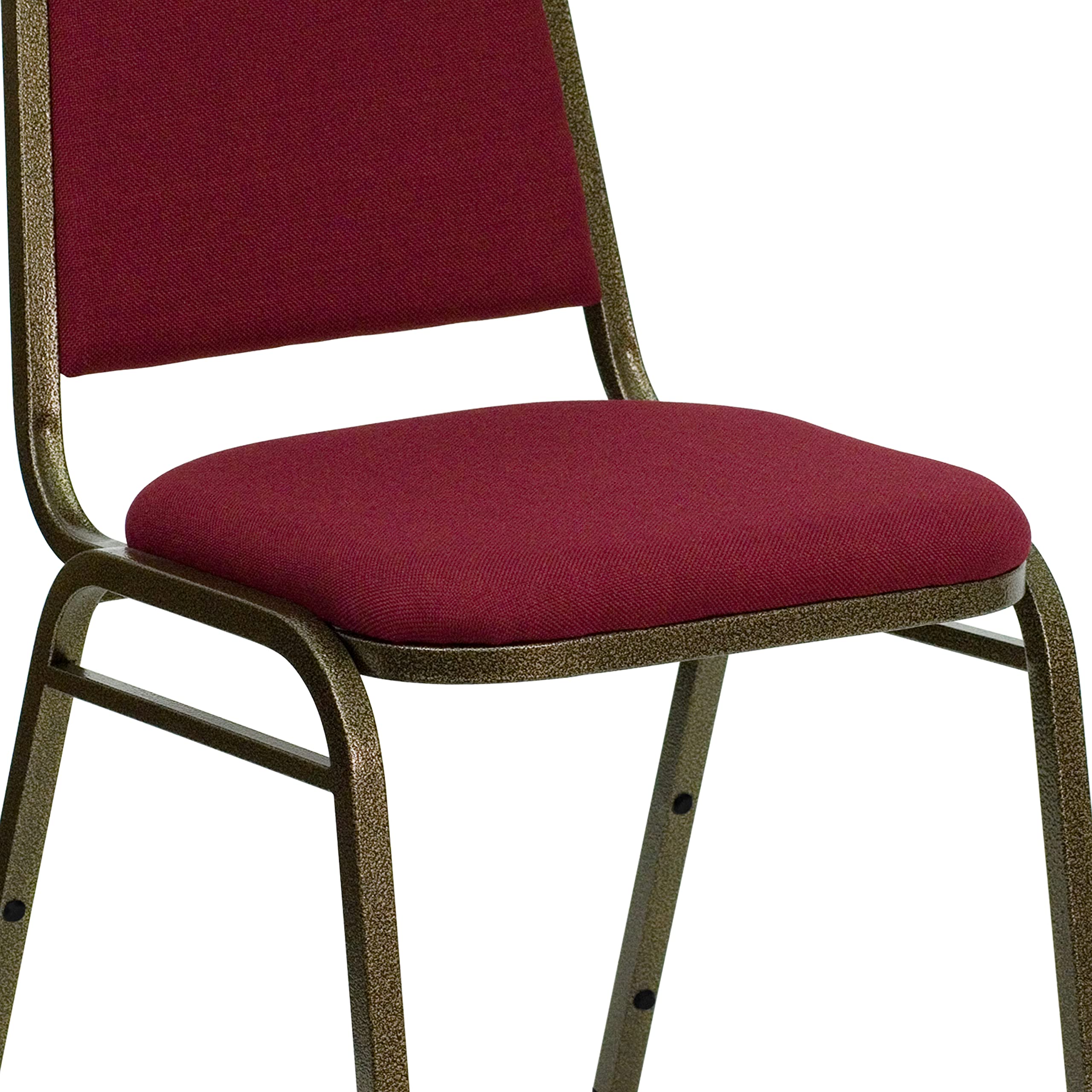 Trapezoidal Back Fabric Upholstered Stackable Banquet Chair, Multipurpose Stacking Chair with Padded Seat and Back, Burgundy/Gold