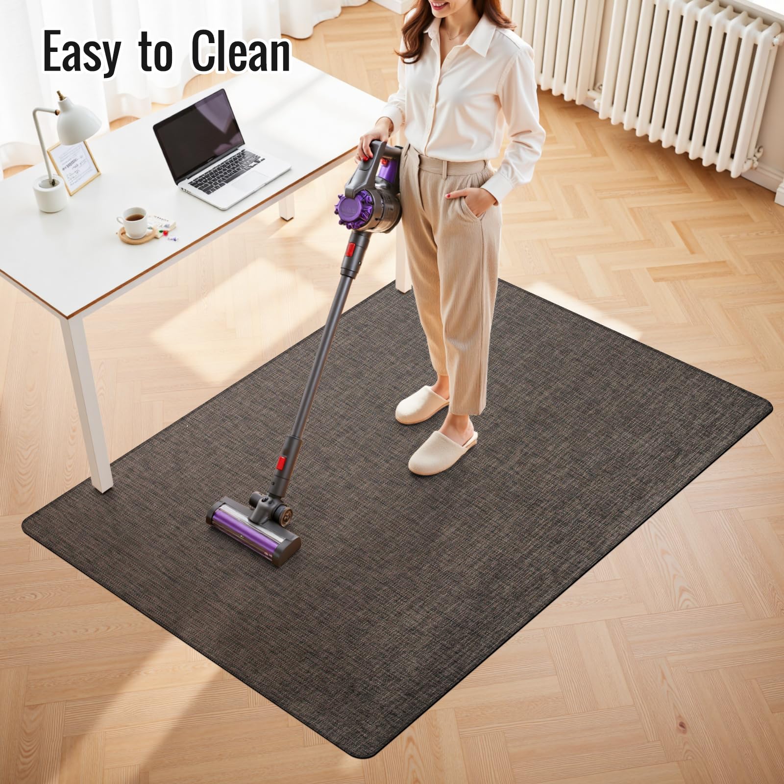 Office Chair Mat,36"x55" Anti-Slip Waterproof Hardwood Floor Chair Mat,Heavy Duty Floor Protector Rolling Chairs for Home Office(Coffee)