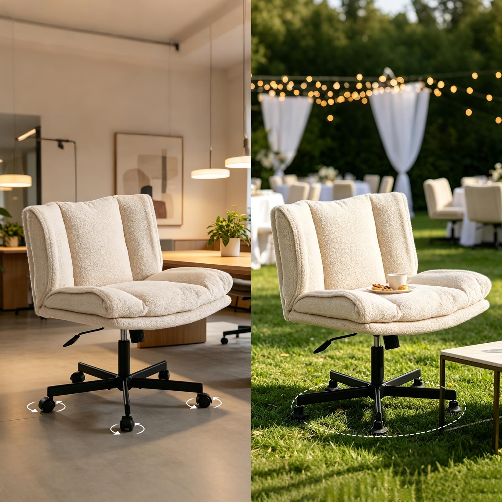 Wide Criss Cross Vanity Chair of 2 Set, 23.6
