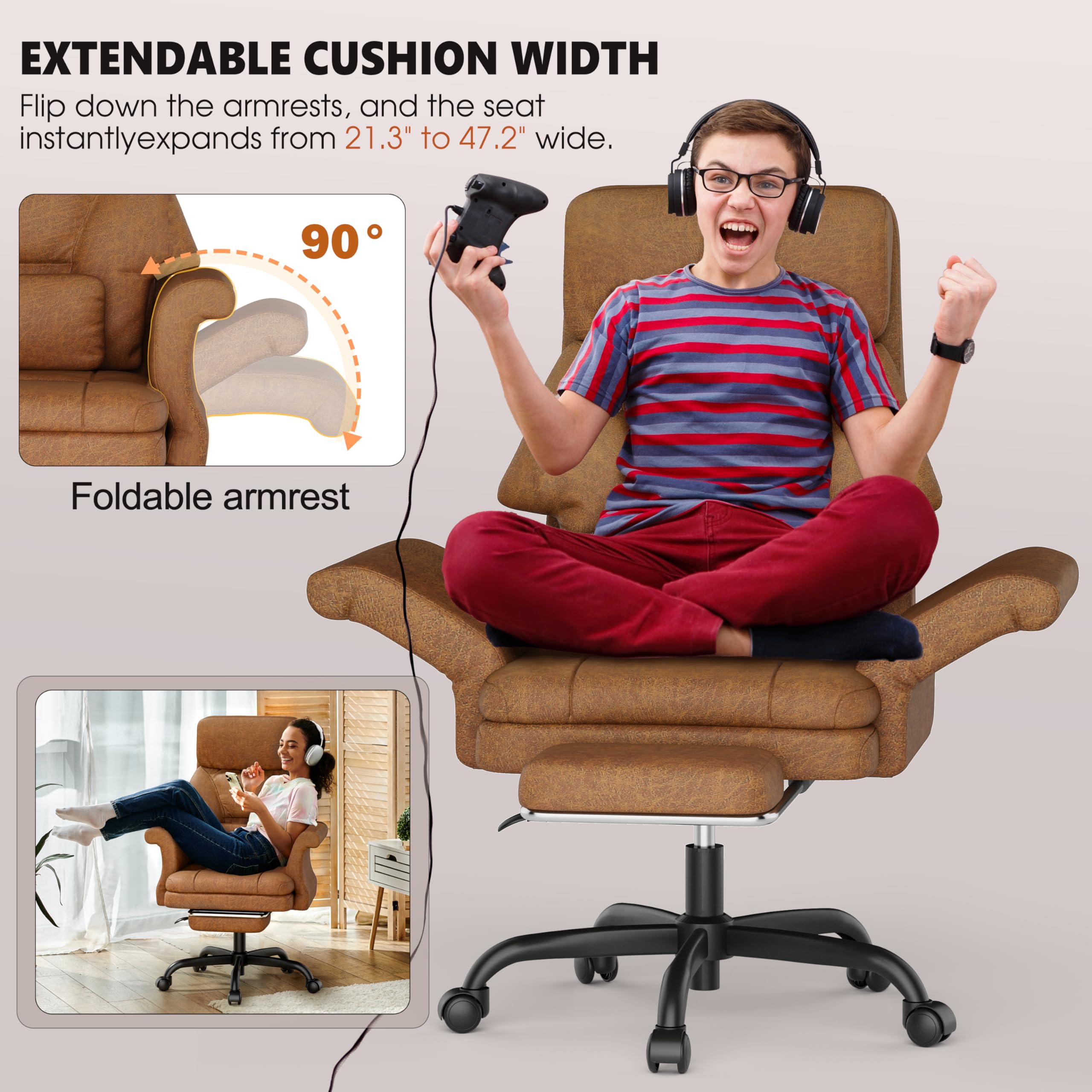 C39 Cross Legged Office Chair | Ergonomic Executive Chair with Footrest, Convertible Armrests & Pet-Friendly Design