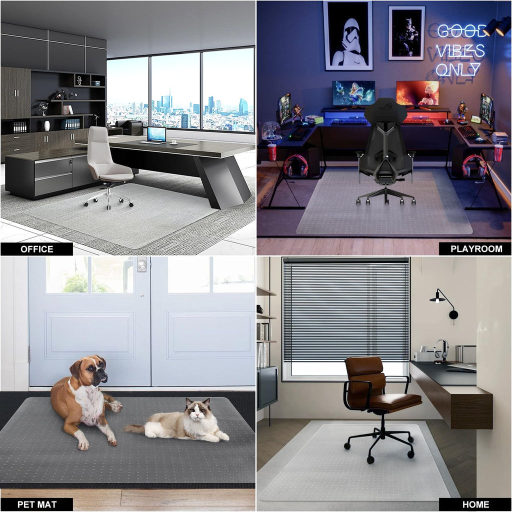 Office Chair Mat for Carpet Floors, 47" x 59" Clear Desk Chair Mats for Low Pile Carpeted Protector, Sturdy PVC Computer Chair Mats Anti-Slip and Easy to Clean for Home & Office