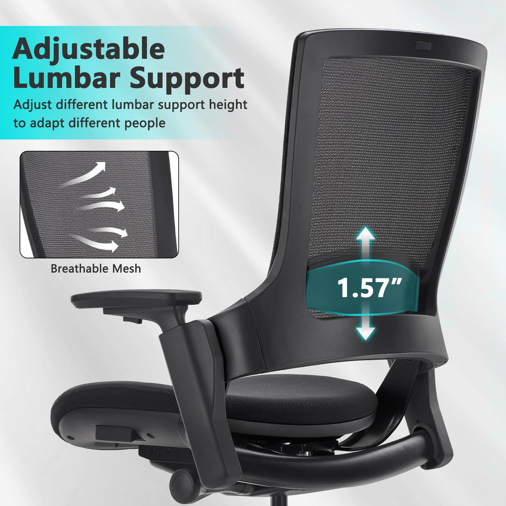 Swivel Executive Chair, Adjustable Ergonomic Computer Chair with 3D Armrest and Lumbar Support, Mesh Backrest Task Chair for Home Office Conference Room