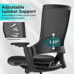Swivel Executive Chair, Adjustable Ergonomic Computer Chair with 3D Armrest and Lumbar Support, Mesh Backrest Task Chair for Home Office Conference Room