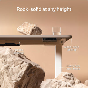 HomePro Standing Desk 54x28 — Made in Europe, Ergonomic Sit Stand Home Office Desk, Electric Height Adjustable, Dual Motor, USB & USB-C Charging, Wobble-Free, Touchscreen, 3 Memory Presets