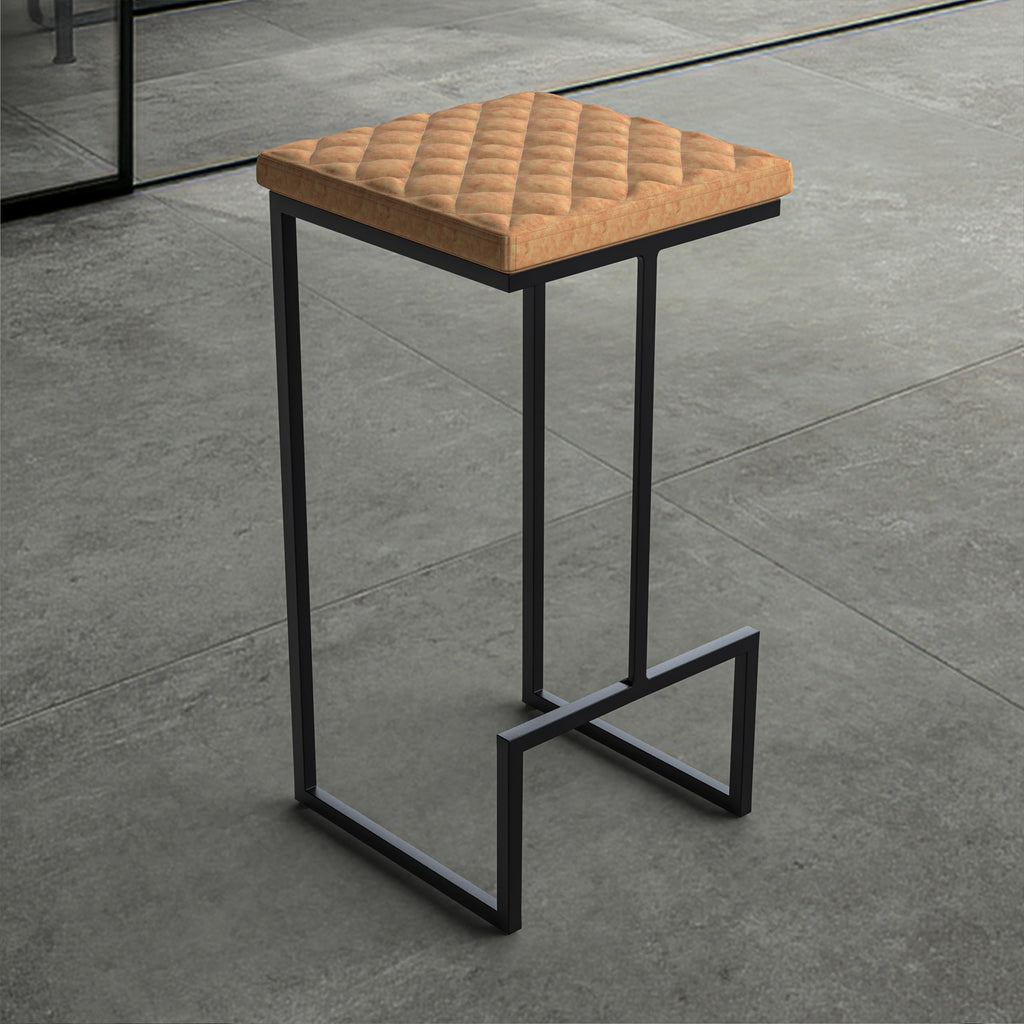 Counter Height Bar Stools, Modern Industrial Backless Counter Stools for Kitchen Island, Dining Counter & Home Bar, Faux Leather Upholstered Seats with Metal Frame, Set of 2, Brown
