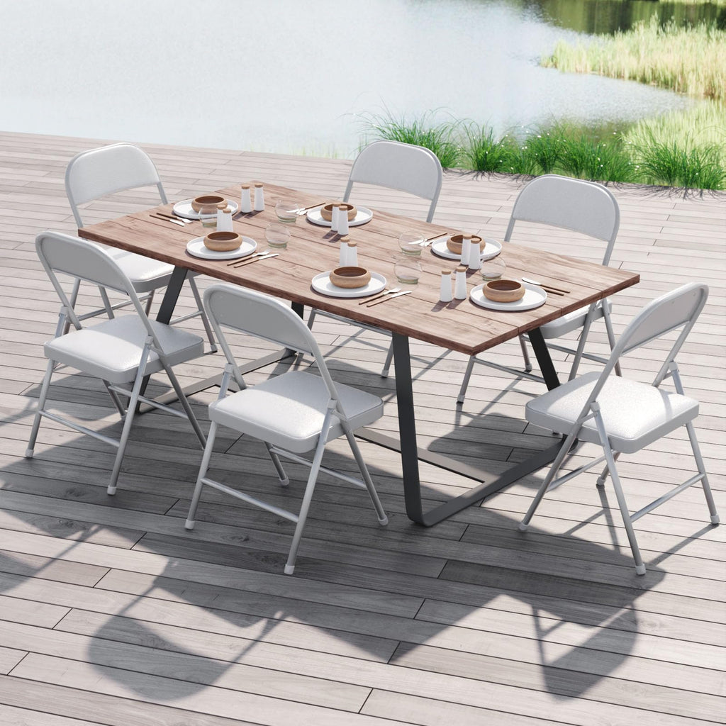 4 Pack Folding Chairs with Padded Vinyl Cushion Chairs with Comfortable Cushion and Durable Steel Frame for Home and Office, for Indoor and Outdoor Events (White, Vinyl)