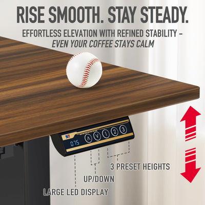 55 x 28 Inches Electric Height Adjustable Standing Desk with Drawer and Memory Preset, Walnut