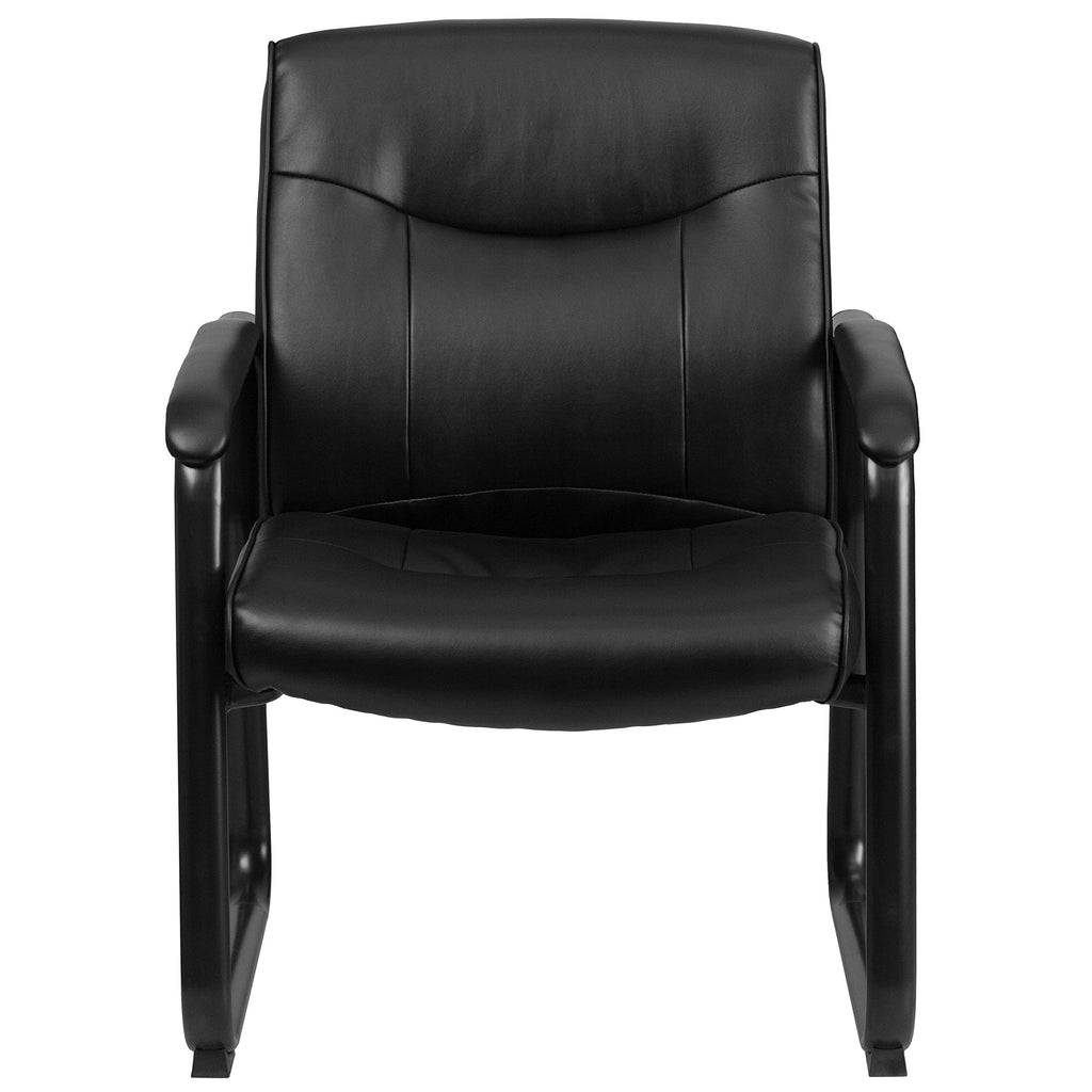 Hercules Series Big & Tall LeatherSoft Executive Side Reception Chair, Padded Lobby Chair with 500-lb. Static Weight Capacity, Black