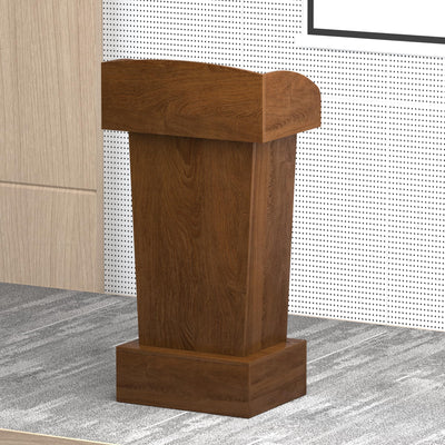 Wooden Podium Stand Lectern Walnut Color 16MM Wood Board Elegant Design with Storage Wooden Pulpit for Restaurants Churches Seminars Schools