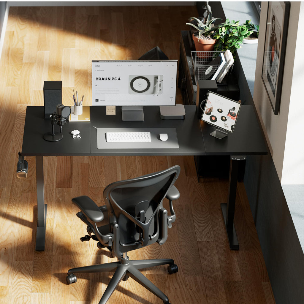 Electric Standing Desk, 63 x 24 Inches Height Adjustable Desk, Sit Stand up for Work Office Home, Ergonomic Rising Computer Table with Memory Preset, Black