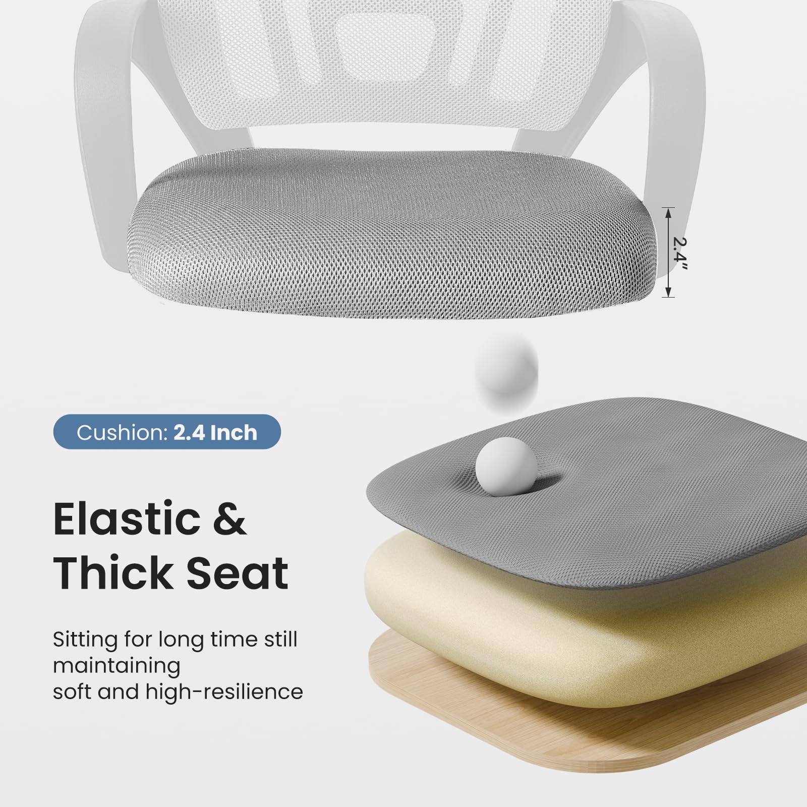 2 Pack, Office Desk Chair - Ergonomic Mid Back with Lumbar Support & Rocking Mode, Height Adjustable with Fixed Armrest, for Home, Computer, Gaming, Conference, Meeting Room, 360° Swivel, Grey,
