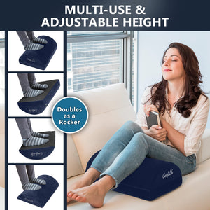 Foot Rest for Under Desk at Work – Adjustable Height Memory Foam Foot Stool for Under Desk, Office Chair & Gaming Chair – Ergonomic Footrest for Back & Hip Pain Relief (Navy)