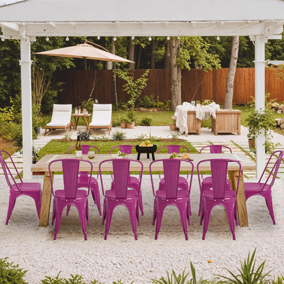 Metal Dining Chair Indoor Outdoor Use Stackable Classic Trattoria Chair Chic Dining Bistro Cafe Side Metal Chairs Set of 4