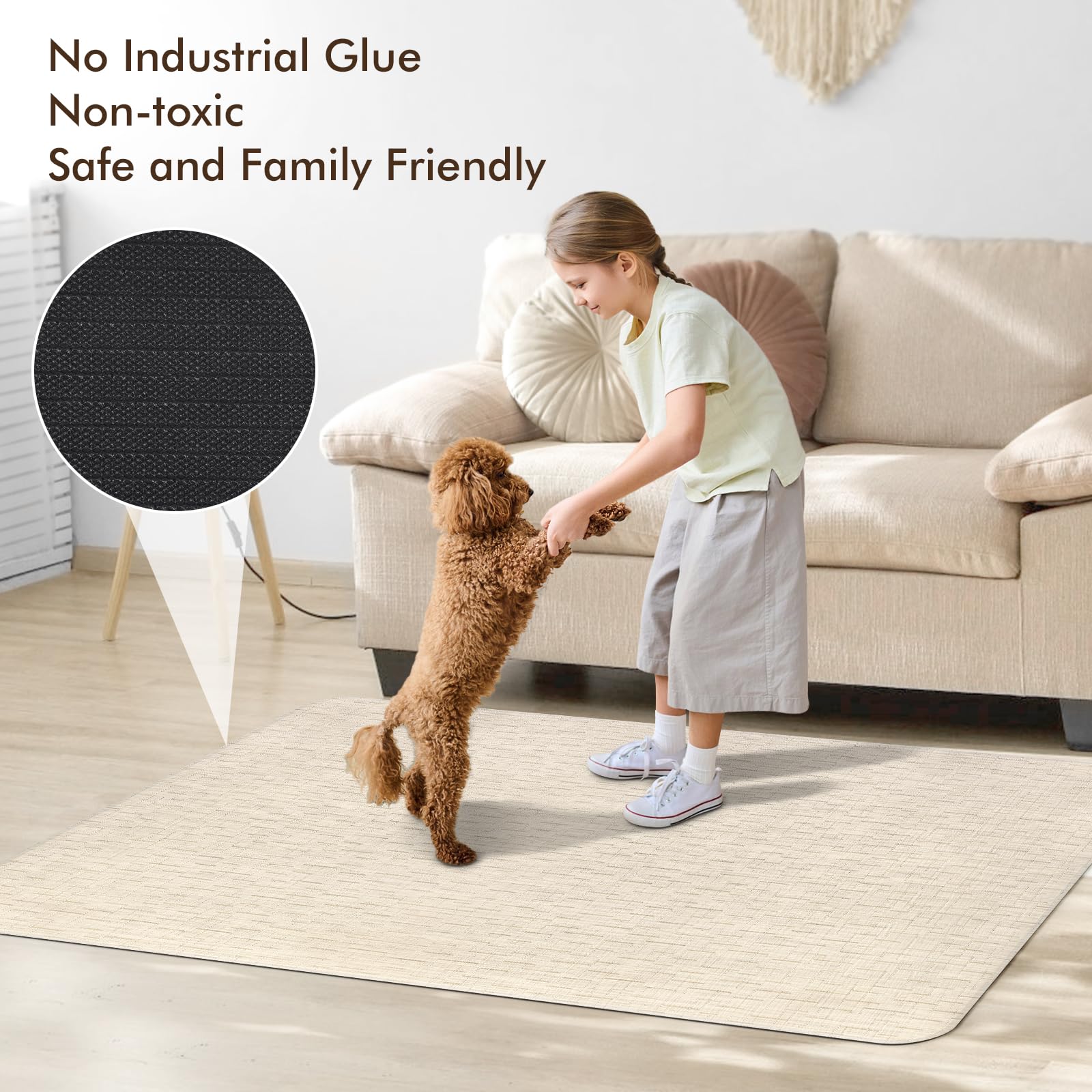 Office Chair Mat for Hardwood Floor, 36" x 48" Desk Chair Mat for Hard Wood and Tile Floor, Large Anti-Slip Hard Floor Protector Rolling Chair Mat, PVC Mat Desk Rug for Office, Light Brown