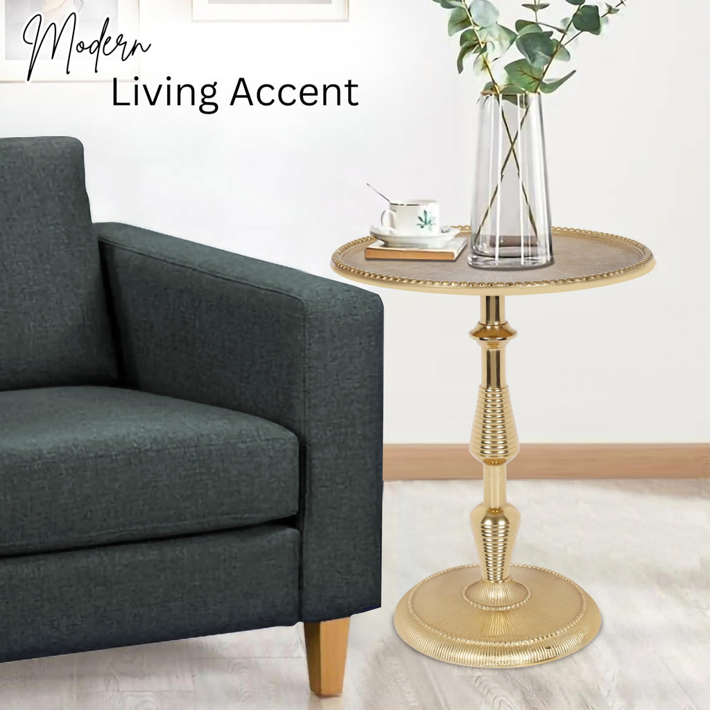 Modern Accent Table End Table for Indoor Use - Small Side Tables for Spaces Living Room, Bedroom, Entryway, Small Spaces Nightstand, Plant Stand (Gold)