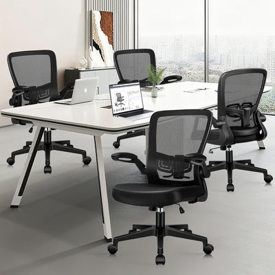 Desk Chairs with Wheels, Ergonomic Mesh Office Chair Adjustable Height and Swivel Lumbar Support Home Office Chair with Flip Up Armrests, Set of 6