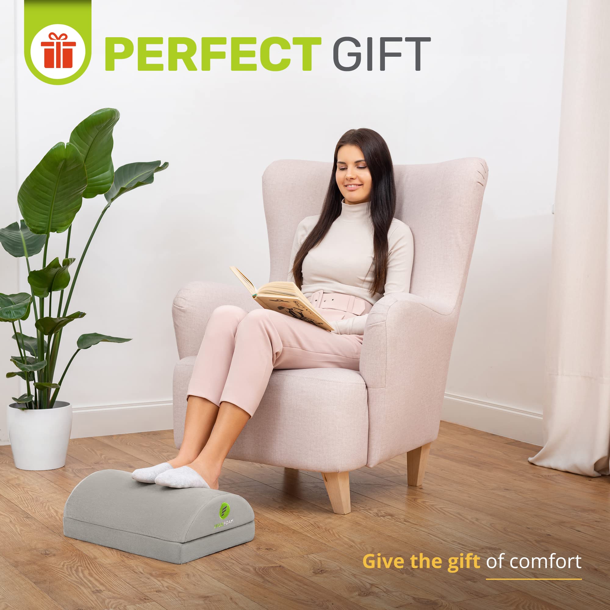 Foot Rest for Under Desk at Work - Chiropractor Endorsed 2in1 Adjustable Premium Under Desk Footrest - Ergonomic Desk Foot Rest with High-Density Compression-Resistant Velvet Soft Foam (Grey)