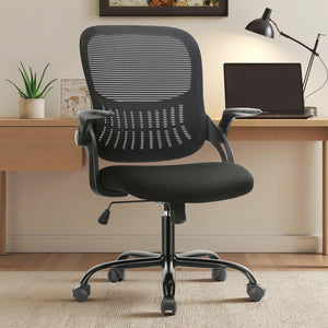 Home Office Managerial Executive Chair, Ergonomic Mesh Adjustable Swivel Mid-Back Chair with Comfortable Lumbar Support, Comfy Arms for Bedroom,Study,Student