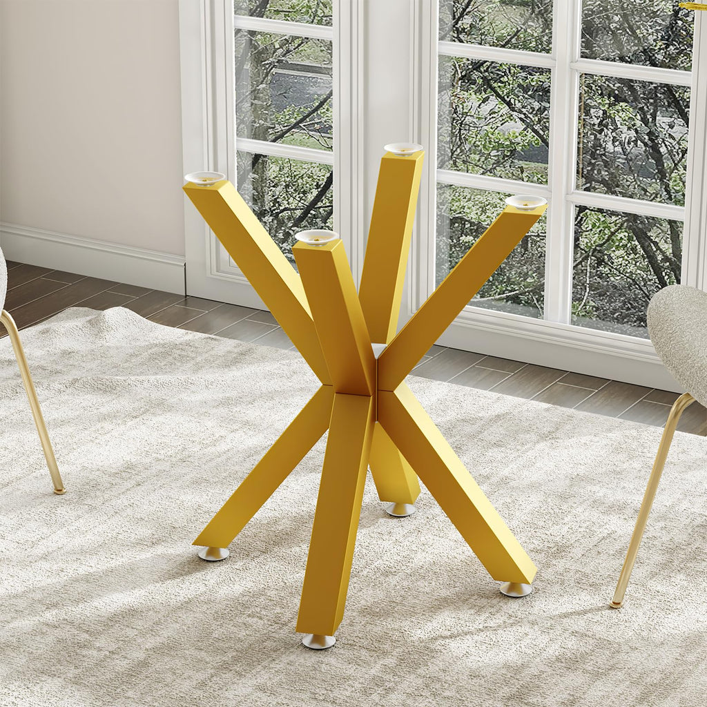 Table Base 28 Inch,Heavy Duty Metal Dining Table Pedestal Base for Glass, Marble, and Wood Tops, Furniture Legs for Home,Kitchen,Office (Gold)