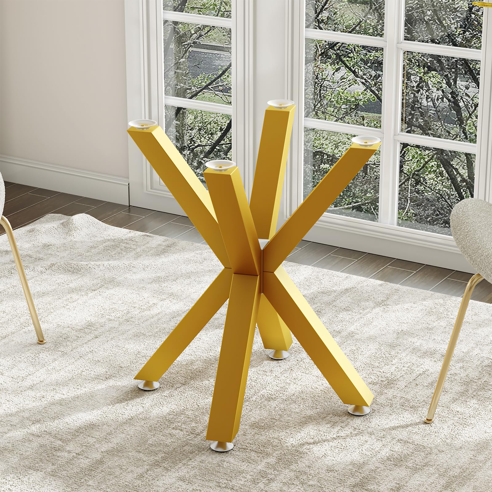 Table Base 28 Inch,Heavy Duty Metal Dining Table Pedestal Base for Glass, Marble, and Wood Tops, Furniture Legs for Home,Kitchen,Office (Gold)