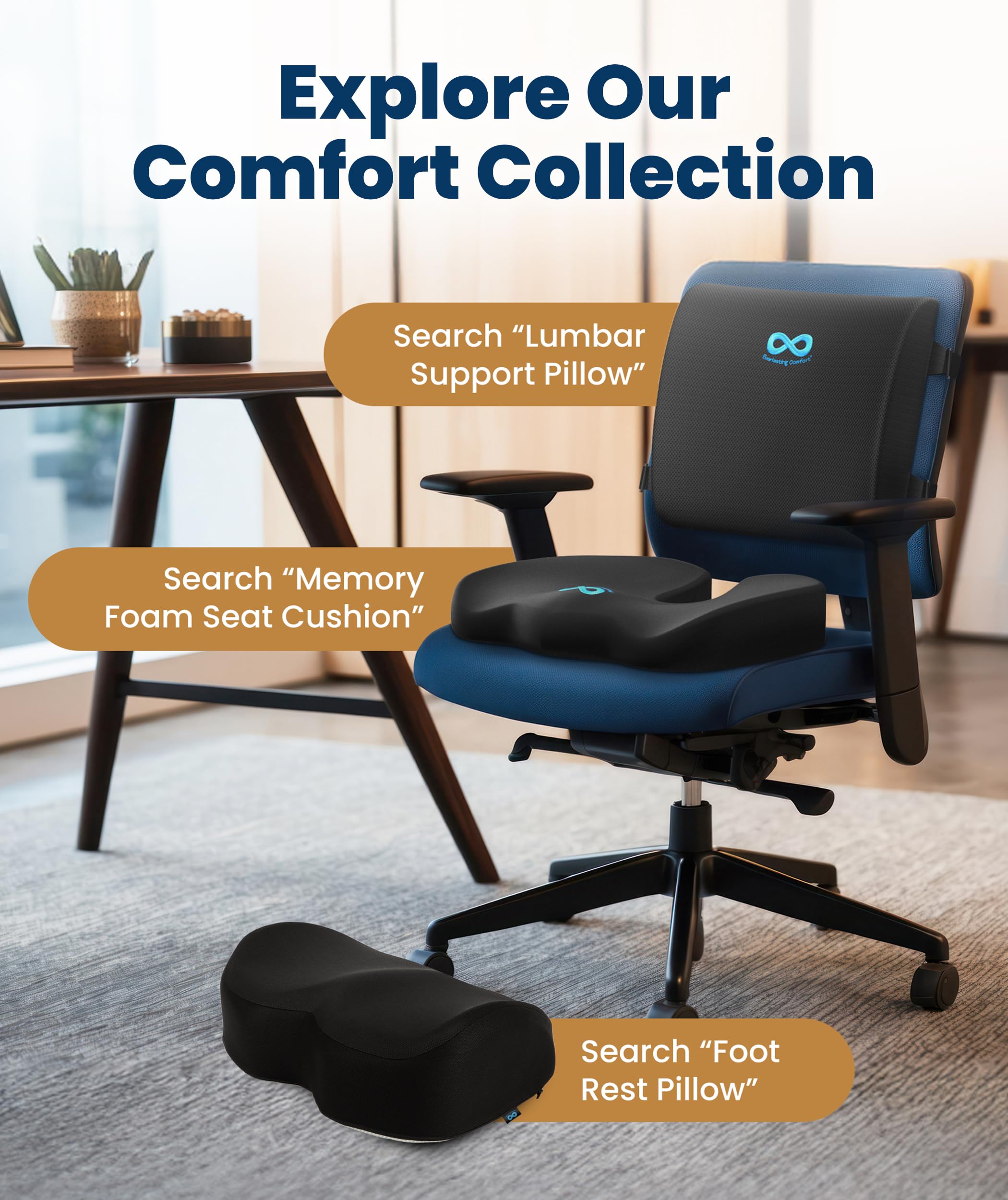 The Original Lumbar Support Pillow for Office Chair - Improves Posture, Promotes Back Pain Relief - Superior Back Support for Gaming and Desk Chairs - Lumbar Pillow for Car, Couch
