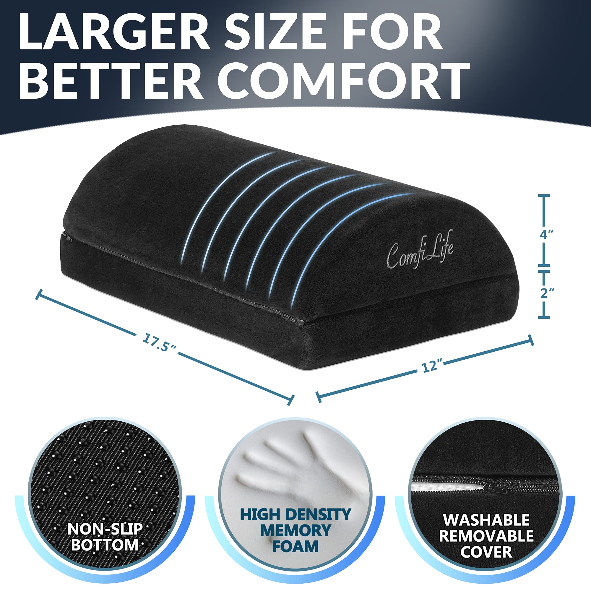 Foot Rest for Under Desk at Work – Adjustable Height Memory Foam Foot Stool for Under Desk, Office Chair & Gaming Chair – Ergonomic Footrest for Back & Hip Pain Relief (Black)