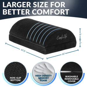 Foot Rest for Under Desk at Work – Adjustable Height Memory Foam Foot Stool for Under Desk, Office Chair & Gaming Chair – Ergonomic Footrest for Back & Hip Pain Relief (Black)