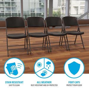 80187 Commercial Grade Folding Chair,  4 Pack, Black