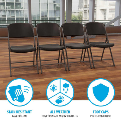 80187 Commercial Grade Folding Chair,  4 Pack, Black