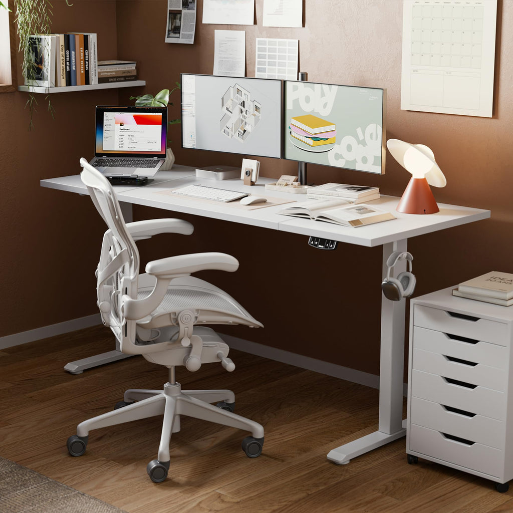 Electric Standing Desk, 71 x 31.5 Inches Height Adjustable Desk, Sit Stand up for Work Office Home, Ergonomic Rising Computer Table with Memory Preset, White