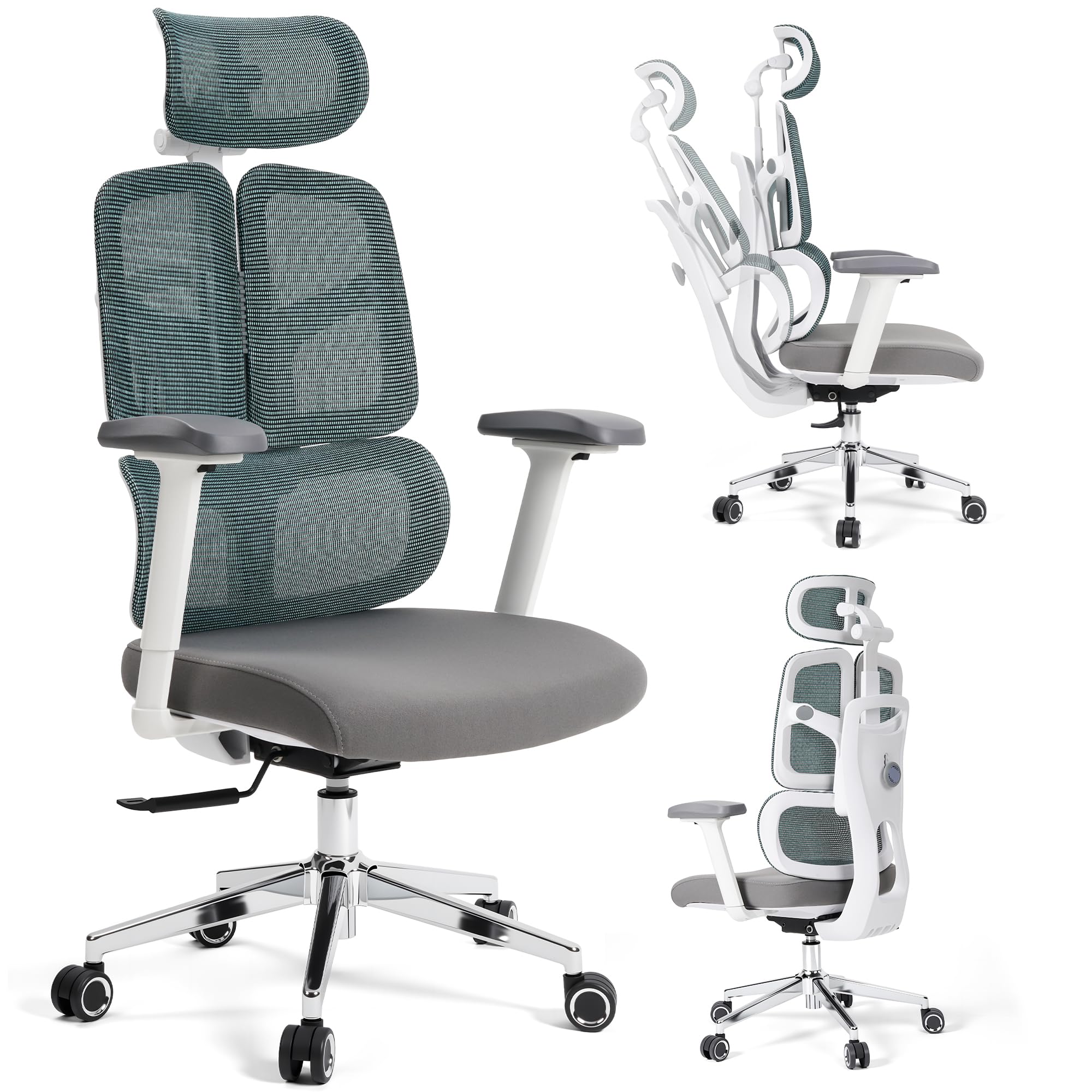 Ergonomic Office Chair 500 LBS Home Mesh Office Chair Comfortable Gaming Desk Chairs Adjustable 90-125° Tilt Rolling Computer Chairs with Wheel 3D Armrest