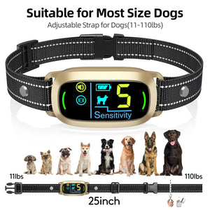 Dog Bark Collar for Large Medium Small Dogs, Rechargeable Smart Bark Collar, Anti Barking Training Collar with 5 Adjustable Sensitivity Beep Vibration (Gold)