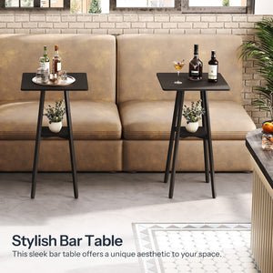 Bar Table, 2-Tier High Top Pub Table, Counter Height Table with Storage, Small Kitchen Dining Table, 36.6