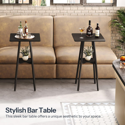 Bar Table, 2-Tier High Top Pub Table, Counter Height Table with Storage, Small Kitchen Dining Table, 36.6