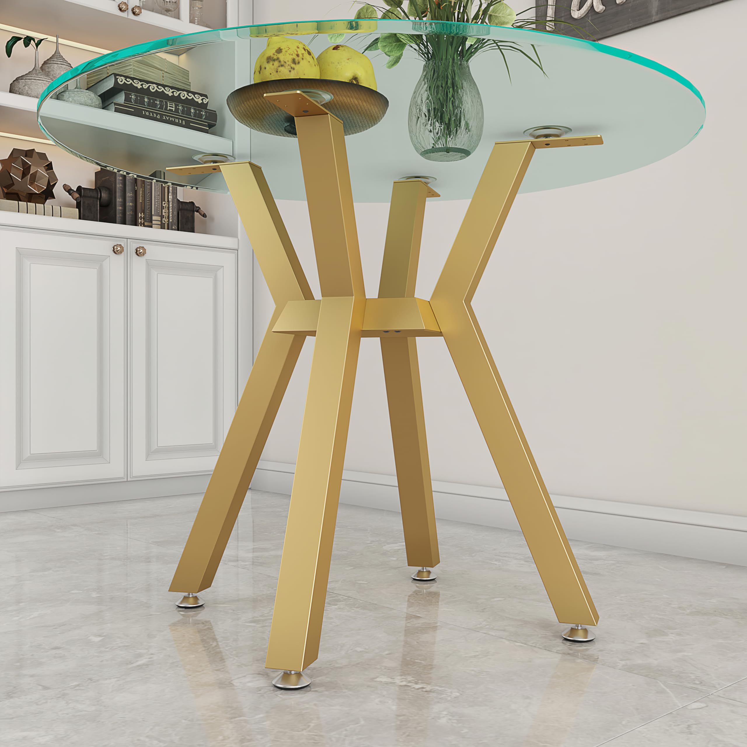 Metal Table Base - Modern Coffee Table Legs, 28 Inch, Heavy Duty Desk Legs for Glass, Marble, Wood Table Tops - Gold