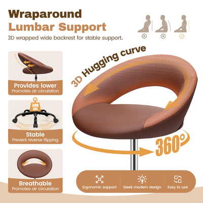 Drafting Chair with Back, Height Adjustable Rolling Stool with Foot Rest, Tall 360° Swivel Stool PU Leather Chair with Wheels for Home Office, Standing Desk, Brown
