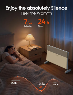 Convection Panel Space Heater for Large Room,1500W Electric Heater with Programmable Thermostat,WiFi App Control,Standing or Wall Mount,Smart Quiet Heater for Indoor Use,Works with Alexa,White