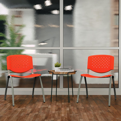 HERCULES Series 880 lb. Capacity Orange Plastic Stack Chair with Titanium Gray Powder Coated Frame