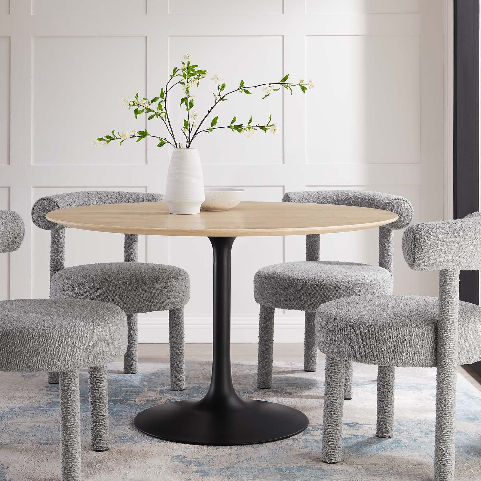 Dining Table, 48", Black Natural