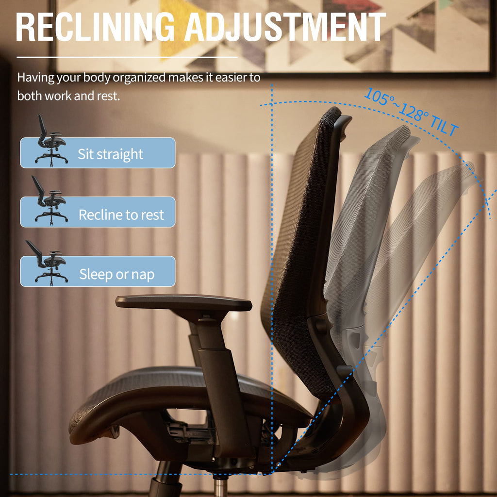 Ergonomic Office Chair | Black Mesh Computer Desk Chair with Lumbar Support & Adjustable Height