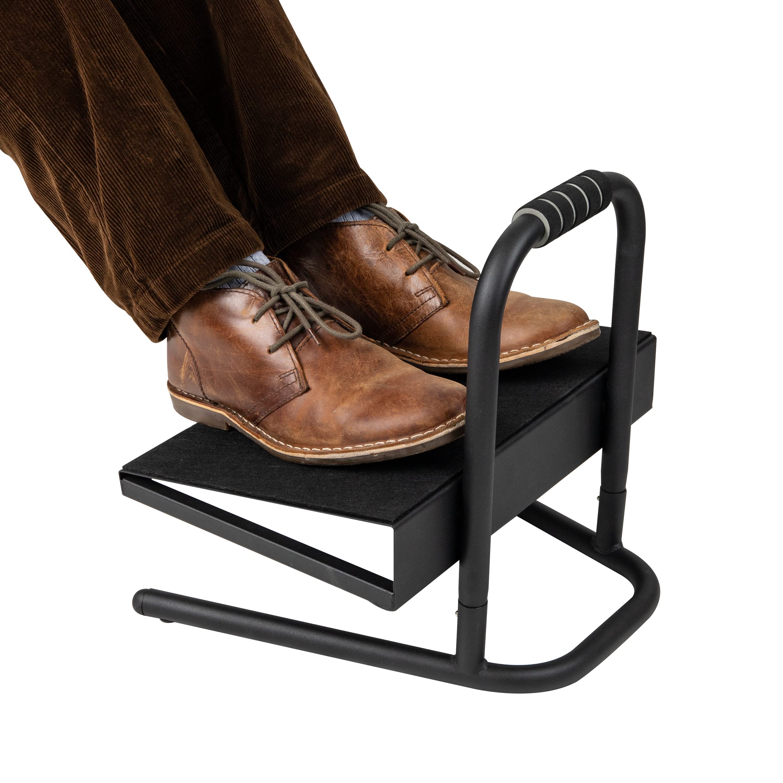 Foot Rest, Under Desk at Work, Ergonomic, Height Adjustable, Office, Metal, Black